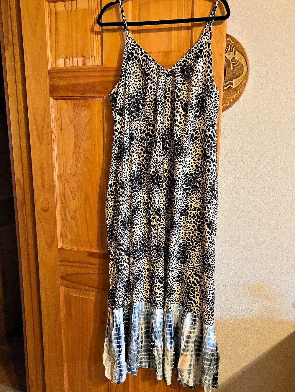 A Rare Bird Leopard Print/Tie Dye Maxi Dress Brown, Blue & Black
